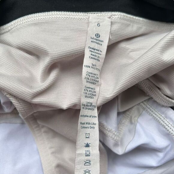 Lululemon‎ Groovy Run Short Gingham Tan Pink Black Size 6 - Picture 7 of 7